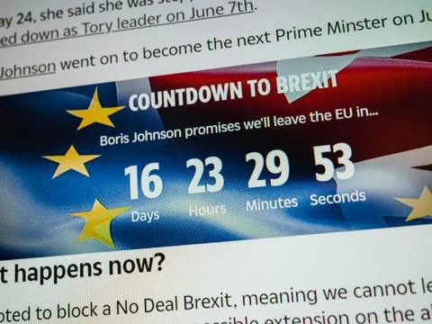 Digital screen website with countdown timer to Brexit Stock Photos