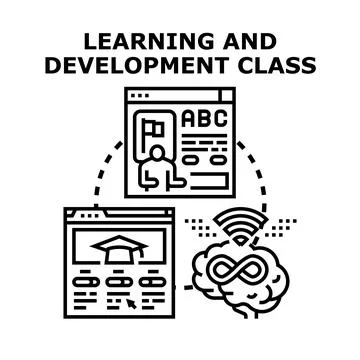 Digital screens and a brain with an infinity symbol represent educational tec 스톡 일러스트