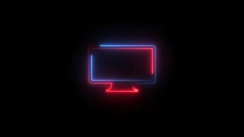 Digital screens glowing with blue and red neon outlines pulse slowly agains.. Vídeo Stock 339831231