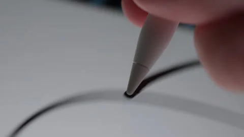 Digital Scribbling With Stylus On Modern Touchscreen Device Stock Footage 308579301