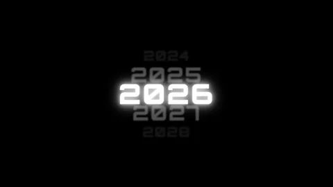 Digital scrolling years animation from 2024 to 2028 on black background 4K Stock Footage 340154175