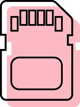 Digital SD memory card line art icon Stock Illustration