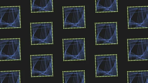 Digital seamless cubes pattern with neon dots on black gradient Video stock 240901443