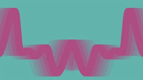 Digital seamless loop animation in green and pink with symmetrical curved shapes Stock Footage 301504394
