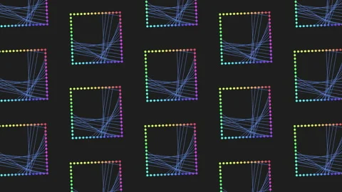 Digital seamless rainbow cubes pattern with neon dots on black gradient 스톡 동영상 233277356