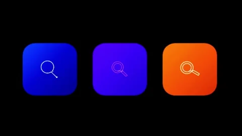 Digital Search Icons alternating blue and orange in a clean motion sequence.. Stock Footage 346532592