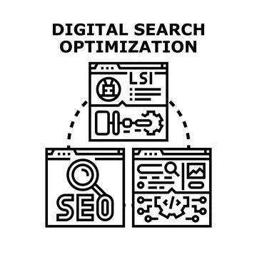 Digital search optimization presenting website analysis and analytics concept Stock Illustration