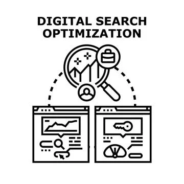 Digital search optimization vector concept illustration Stock Illustration