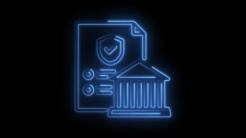 Digital secure banking agreement document neon glowing icon on black background 動画素材 330777559
