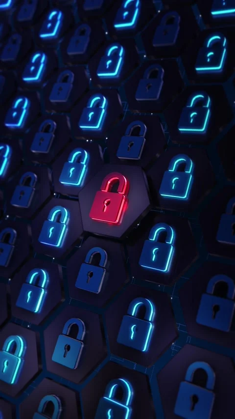 Digital Secure Data Network Protection breach threat secure network encryption Stock Footage 306578805