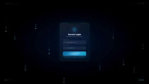Digital secure login interface with streaming data background Stock-Footage 334137197