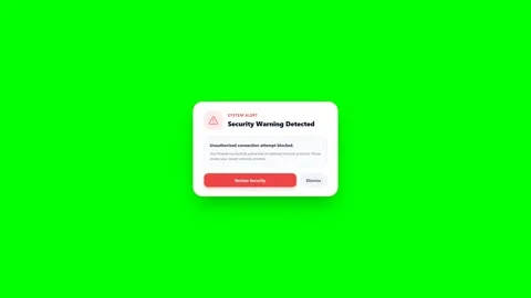 Digital Security Alert Pop-up Notification on Green Screen 库存影片 347626476