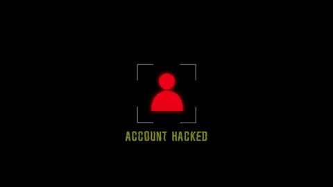 Digital security alert showing account hacked message on screen Stock Footage 339782517