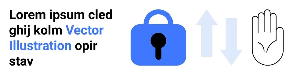 Digital Security and Access Control Concept with Lock and Hand Gesture Stock Illustration