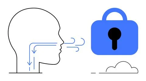 Digital Security and Access Control with Focus on Safe Breathing and Privacy Stock Illustration