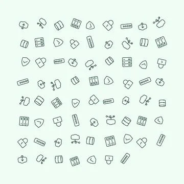 Digital Security and Cloud Networking Data Management Icon Set Illustration Illustrazione stock