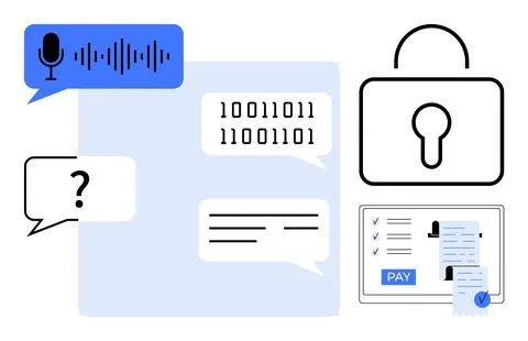Digital security and communication concept with speech bubbles, encryption,.. イラスト素材
