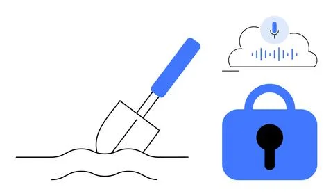 Digital Security and Data Management Tools with Cyber Protection Elements Stock Illustration