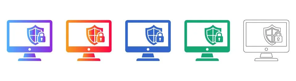 Digital Security and Data Protection Icons イラスト素材