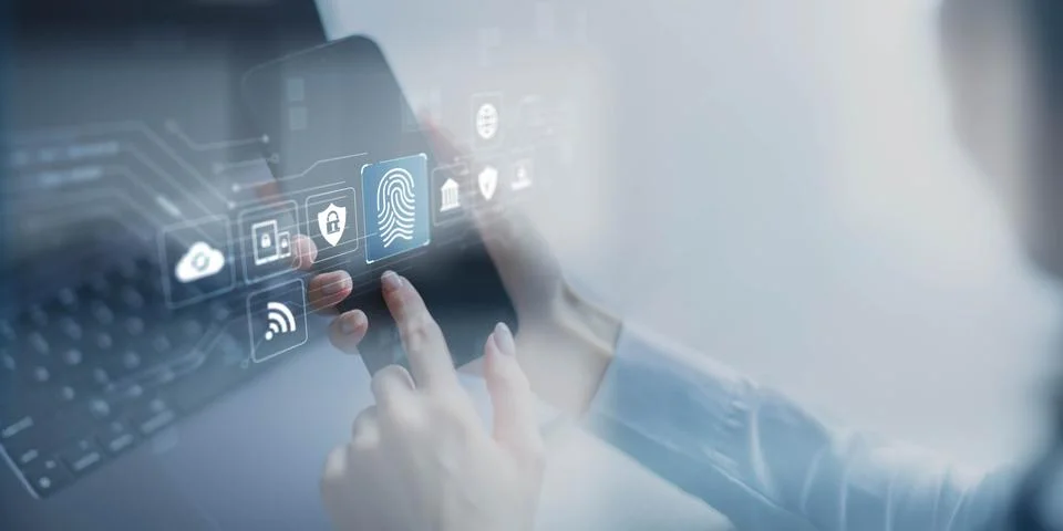 Digital Security and Data Protection in a Connected Environment. Stock Photos