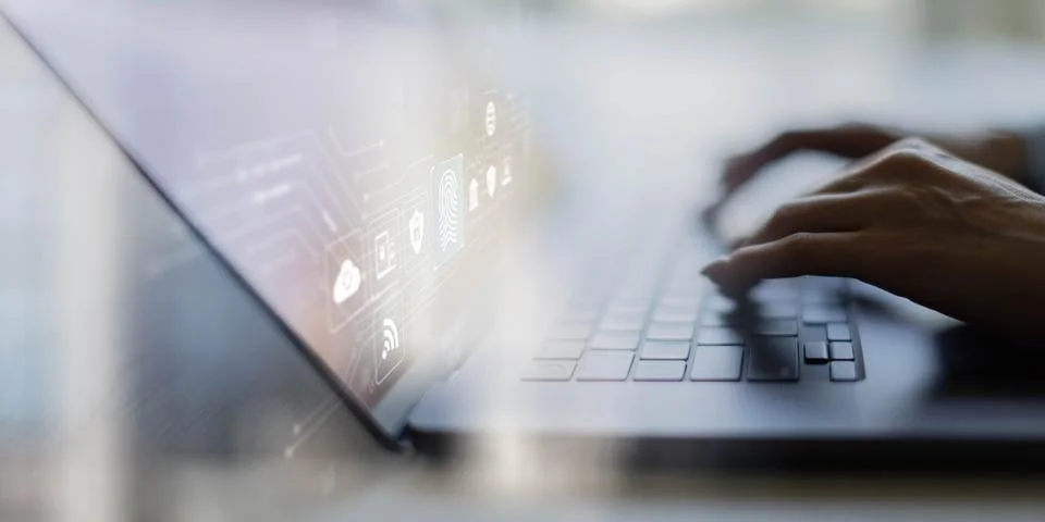 Digital Security and Data Protection in a Connected Environment. Stock Photos
