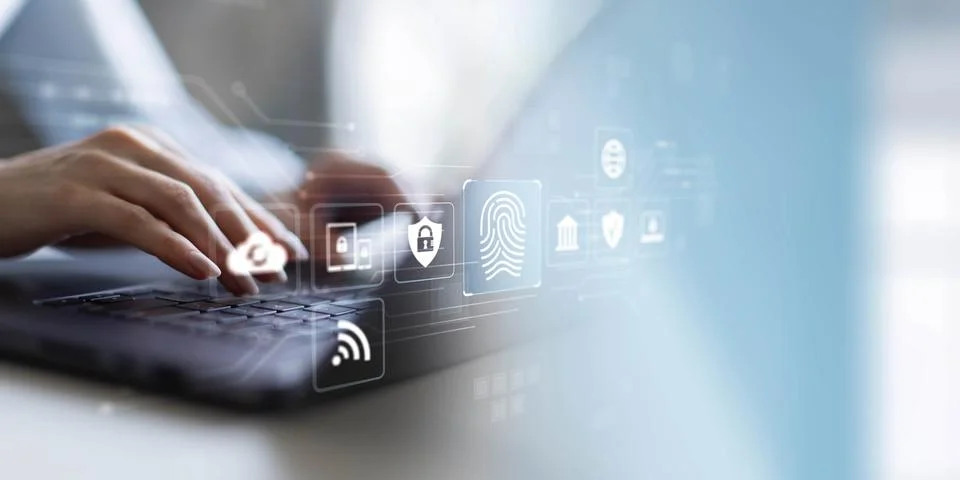 Digital Security and Data Protection in a Connected Environment. Stock Photos
