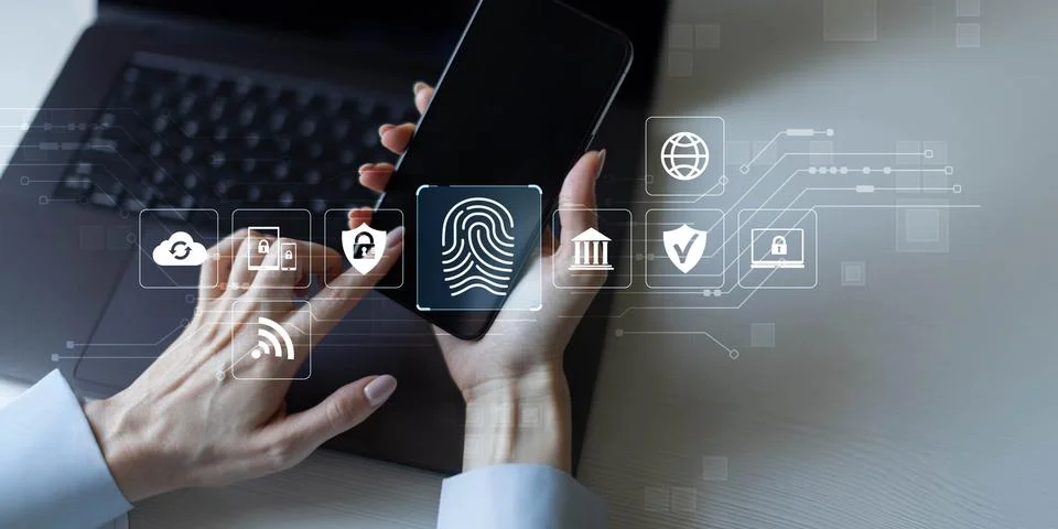 Digital Security and Data Protection in a Connected Environment. Stock Photos