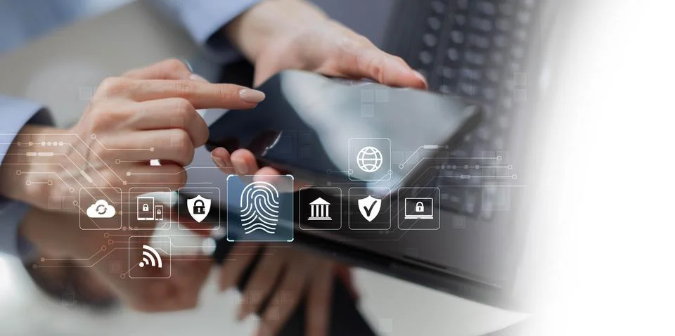 Digital Security and Data Protection in a Connected Environment. Stock Photos