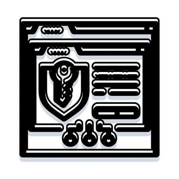 Digital security application shield and key protection Illustrazione stock