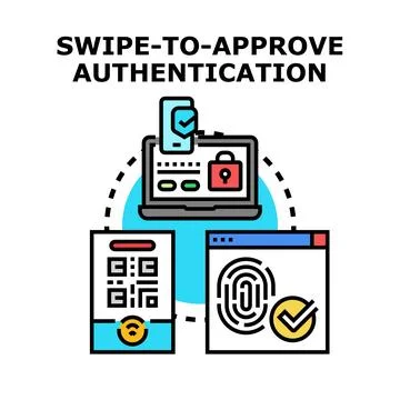 Digital security approving process biometric authentication Stock Illustration