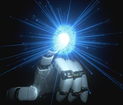 Digital Security Artificial Intelligence And Robotic Human Hand Stock Illustration