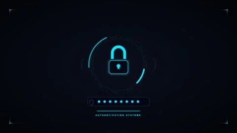 Digital security authentication interface with glowing lock and verificatio.. Stock Footage 337560215