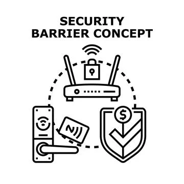 Digital security barrier protecting data and access control Stockillustratie