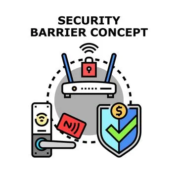 Digital security barrier protecting data and access control イラスト素材
