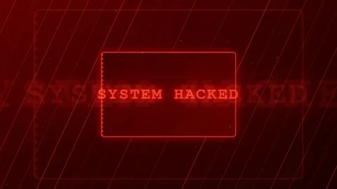 Digital Security Breach Alert with Red Glitch Effect and System Hacked Warning Stock Footage 336776880