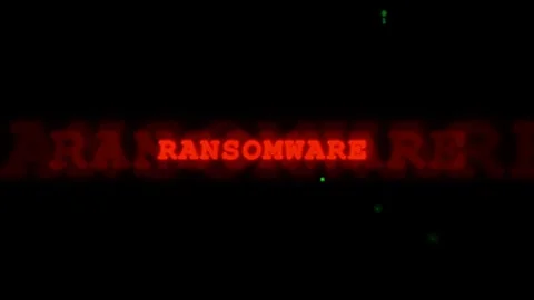 Digital Security Breach Animation with Red Ransomware Text and Binary Code on Stock Footage 336773584