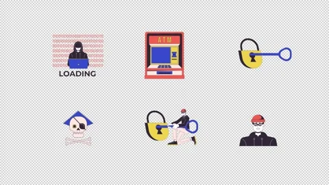 Digital security breach cartoon animation pack Stock Footage 345571386