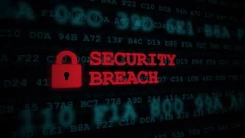 Digital Security Breach Warning with Red Padlock Icon and Data Code. Stock Footage 336620486