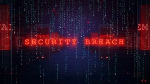 Digital Security Breach Warning with Red Alert Text and Falling Binary Code Stock-Footage 343163678