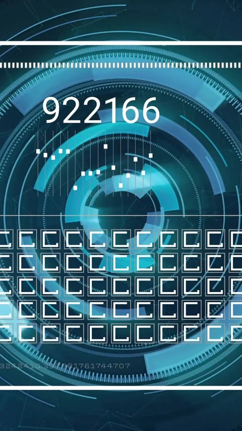 Digital security code animation over futuristic interface with numbers and Stock Footage 341977013