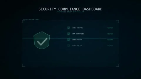 Digital Security Compliance Dashboard Performing Enterprise Trust Verificat.. 動画素材 347361575