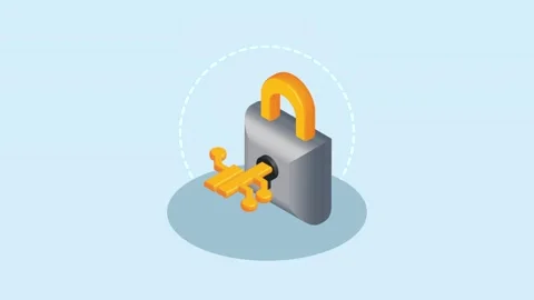 Digital security concept animation with electronic circuit board key insert.. 库存影片 339046831
