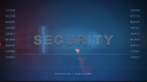 Digital security concept animation with futuristic hud interface and glowing 库存影片 341834305