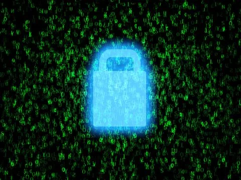 Digital security concept with code and lock Stockfoto's