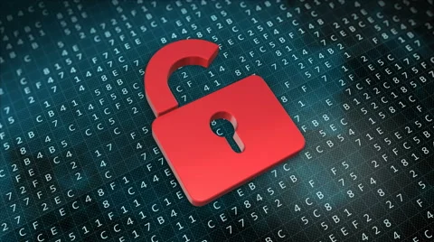 Digital security concept with digital locks being cracked. Seamless Loop Stock Footage 61178669
