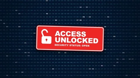 Digital Security Concept Featuring Access Unlocked Notification on Data Bac.. Stock Footage 336620481