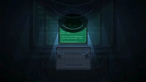 Digital Security Concept with Glowing Green Code and Futuristic Cyber Interface Stock Footage 341829650