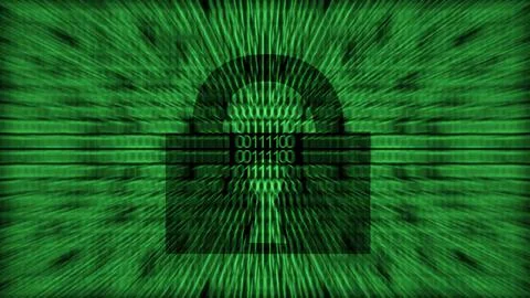 Digital Security Concept with Lock and Binary Code Background Stock Illustration