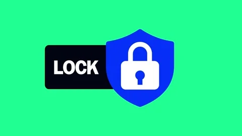 Digital security concept with padlock icon on shield and LOCK text animated.. Stock Footage 263227298