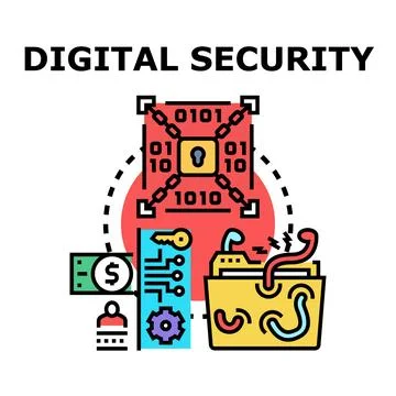 Digital security concept protecting data and financial assets 库存插图